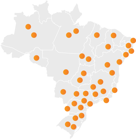 Mapa de entregas Rankler Malhas em todo o Brasil